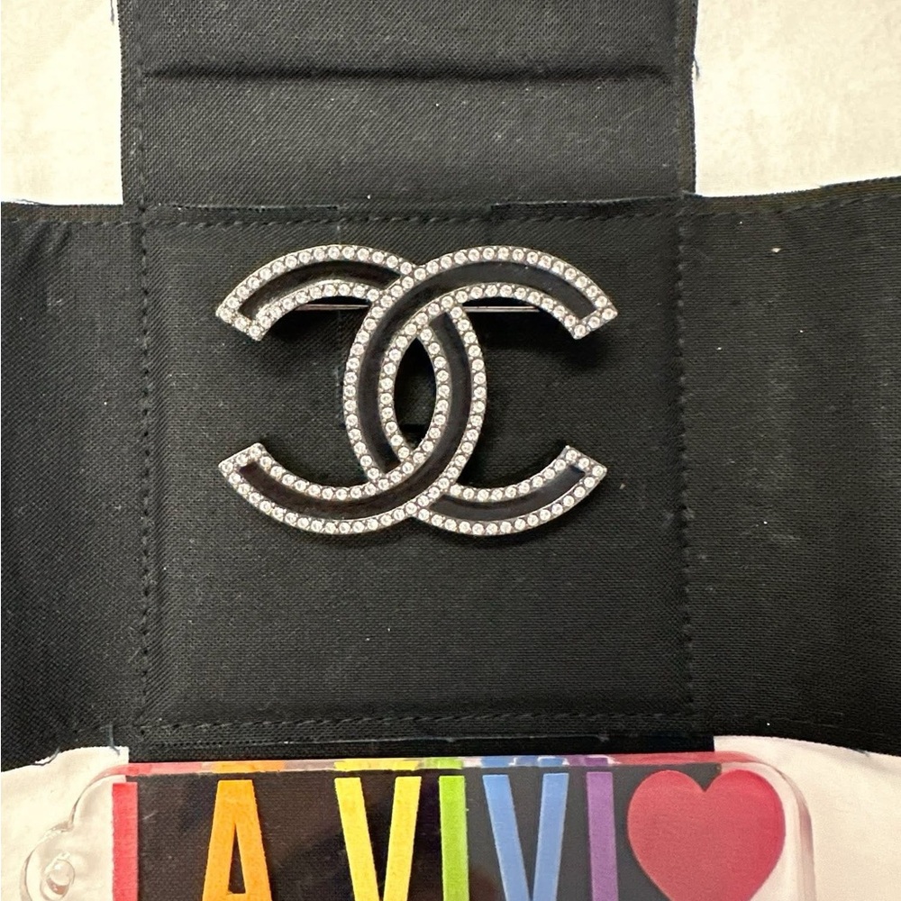 CHANEL Black Ruthenium  Crystal-Embellished Brooch